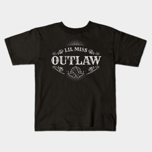 Lil Miss Outlaw White Graphic Distressed Finish Kids T-Shirt